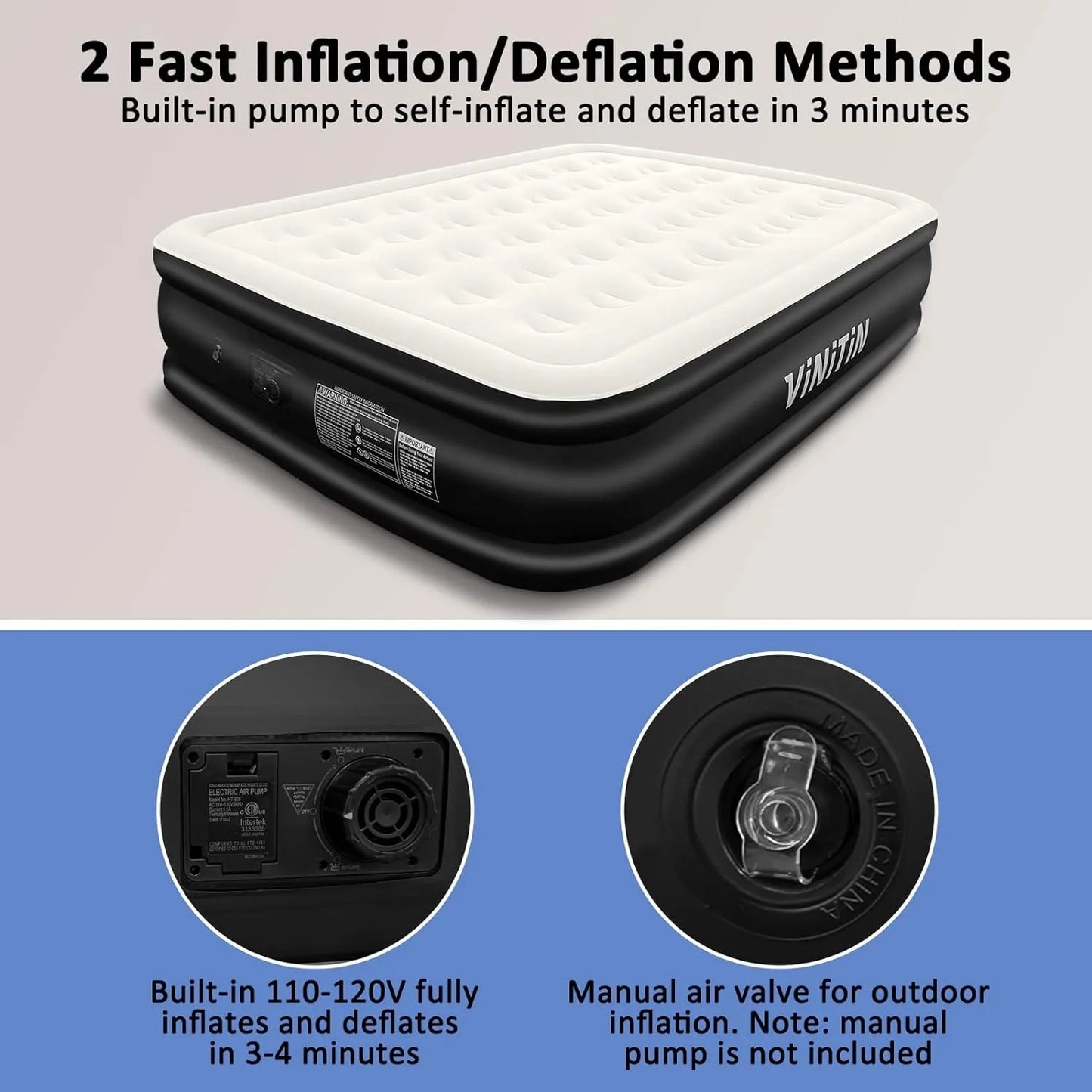 Queen Air Mattress with Built in Pump, 18"