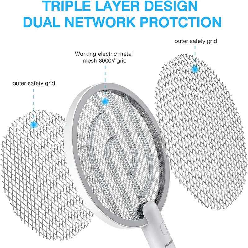 Electric Fly Swatter 3000V Bug Zapper Racket 2 in 1 Fly Swatter