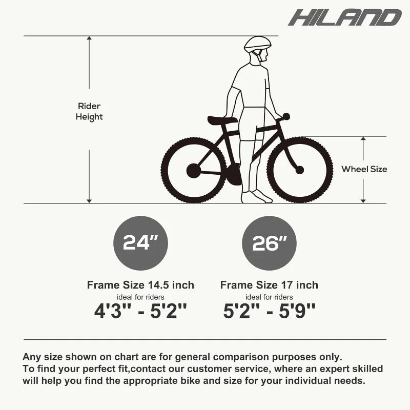 Hiland  26 inch Mountain Bike for Men Women, 21 Speeds High-Carbon Steel Frame