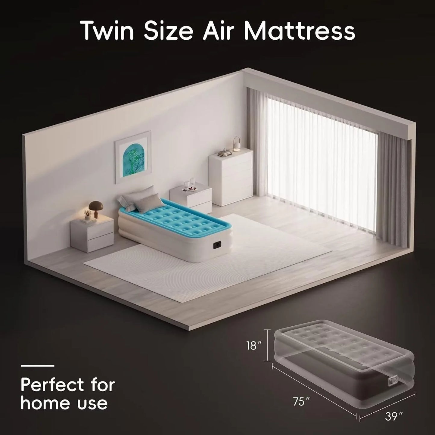 Twin Air Mattress with Built in Pump Coil Beam Comfortable Support Quick Self Inflatable