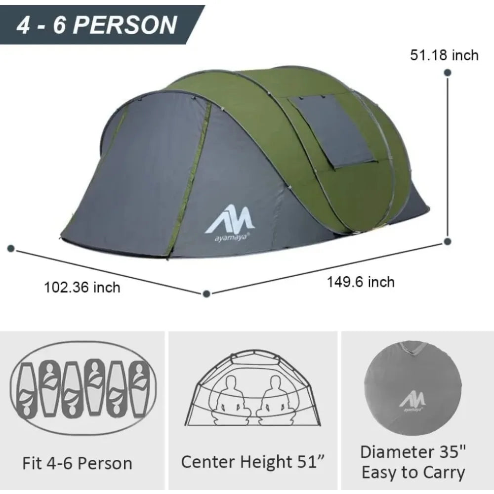 6 Person Easy Pop Up Tents for Camping