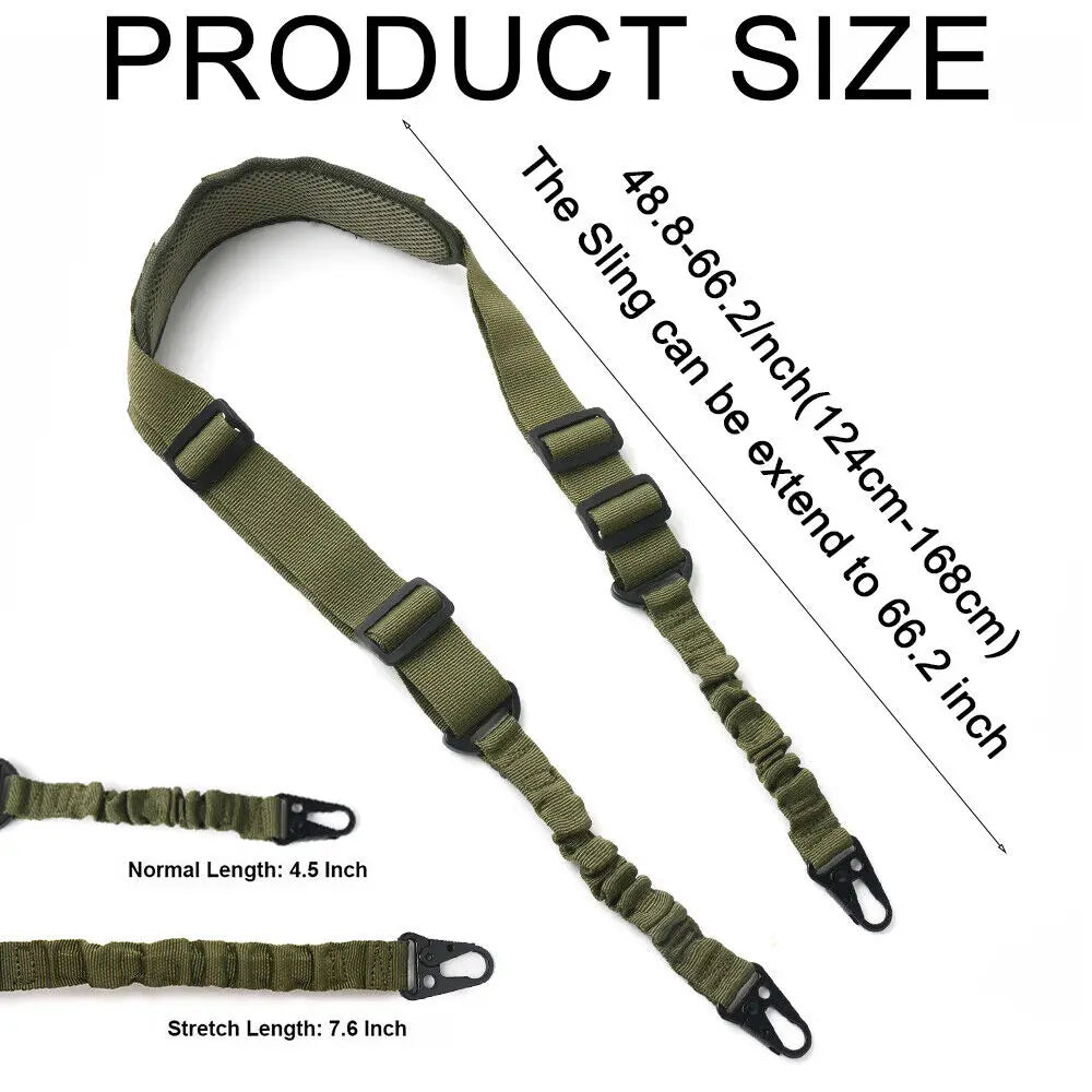 Green Two 2 Point Sling Strap + Sling Shoulder Pad +D Ring +MLOK QD Swivel Mount