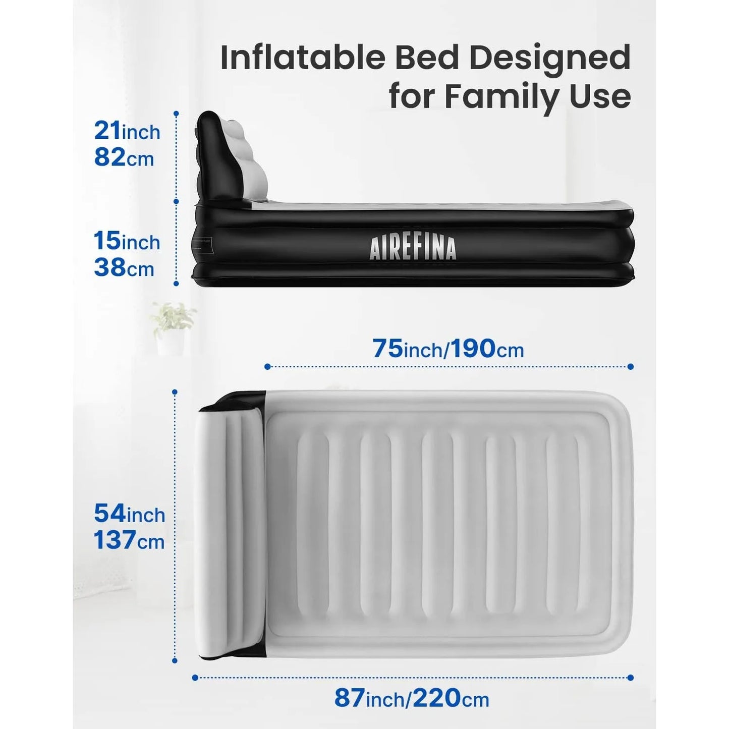 Air Mattress Full with Built in Pump and Headboard, Inflatable Bed with Quick-Inflation