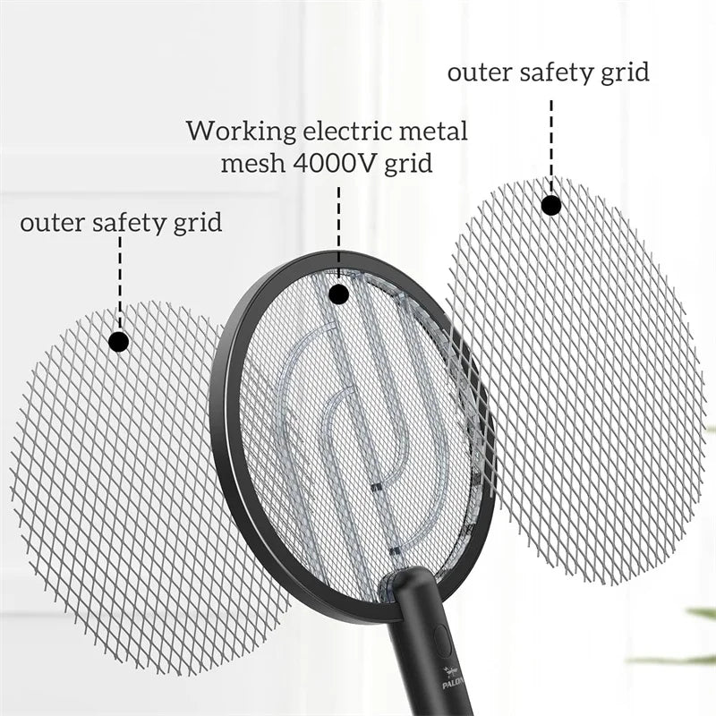 Electric Fly Swatter 4000V Bug Zapper Racket Fly Swatter with Battery Rechargeable Mosquito Killer