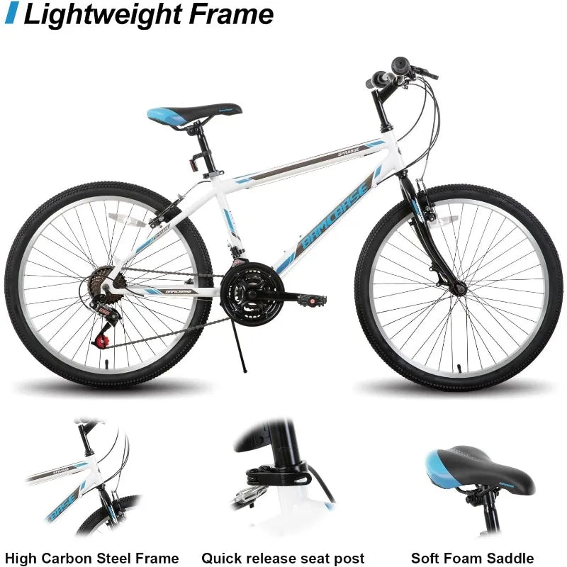 Hiland  26 inch Mountain Bike for Men Women, 21 Speeds High-Carbon Steel Frame