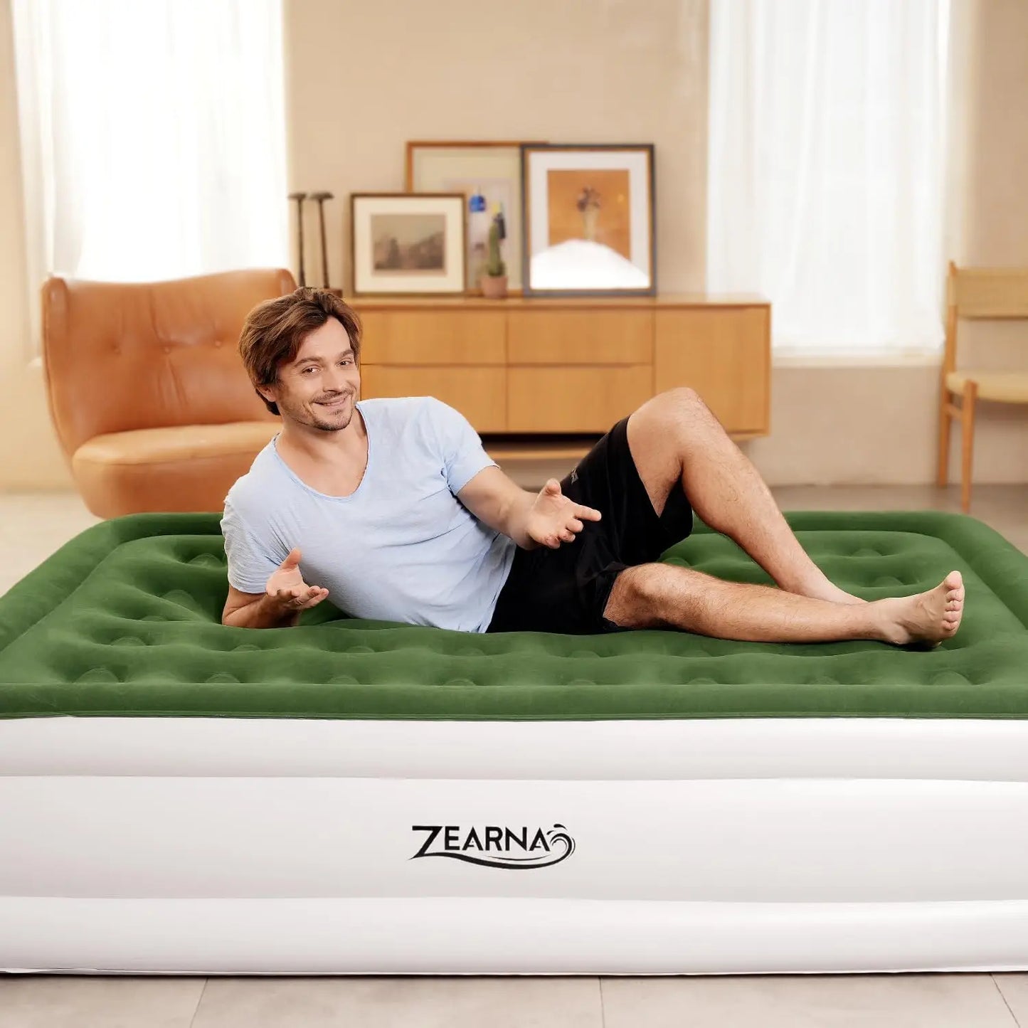 Queen with Built in Pump - Upgraded Blow Up Bed, 2 Mins Quick Self Inflatable with Double Air Chamber, 16"/650lbs