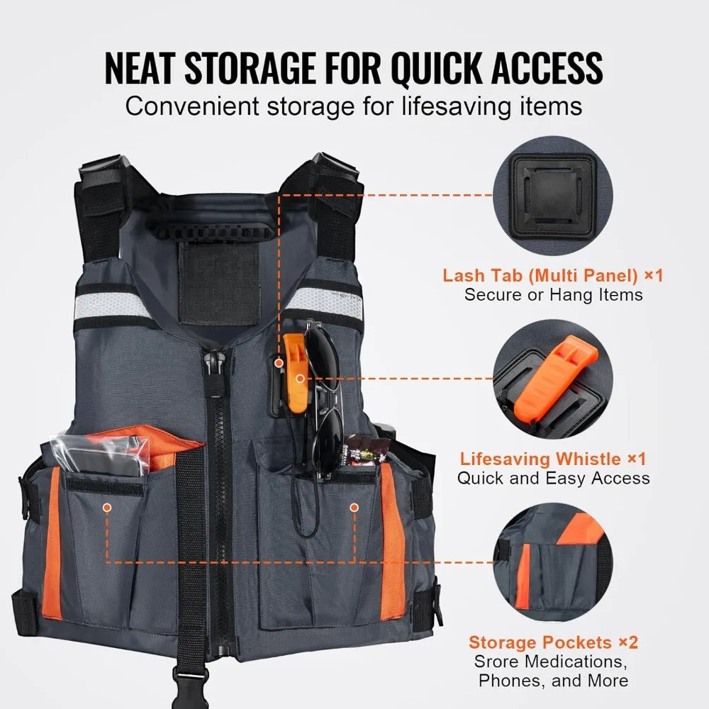 Life Vest for Watersports, Life Jacket with Waterproof Nylon & 80N Buoyancy