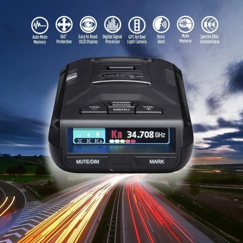 Black Uniden R3 EXTREME LONG RANGE Laser/Radar Detector, Record Shattering Performance, Built-in GPS w/ Mute Memory,Voice Alerts