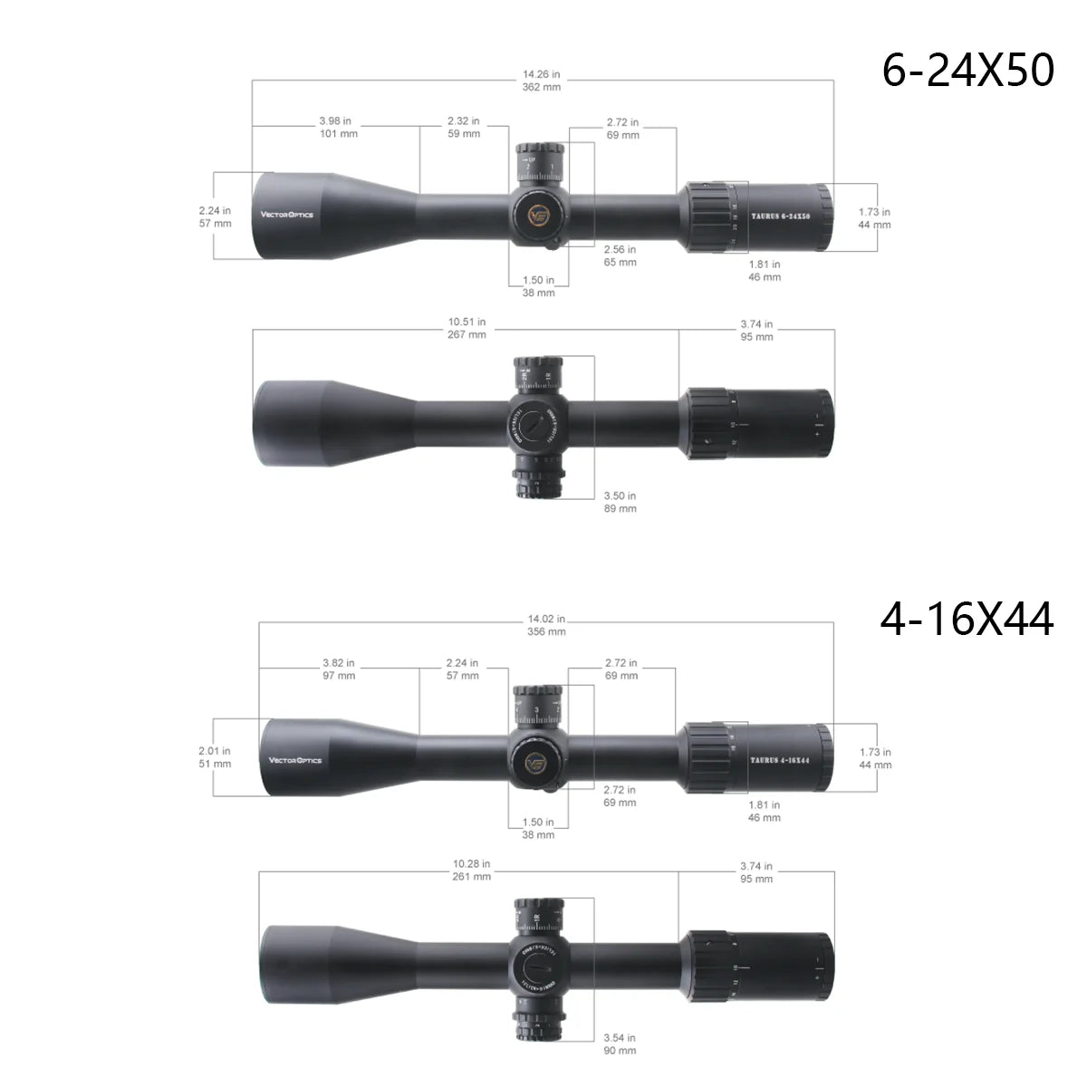 Vector Optics Taurus 1-6x24/4-16x44/6-24x50 SFP Riflescope