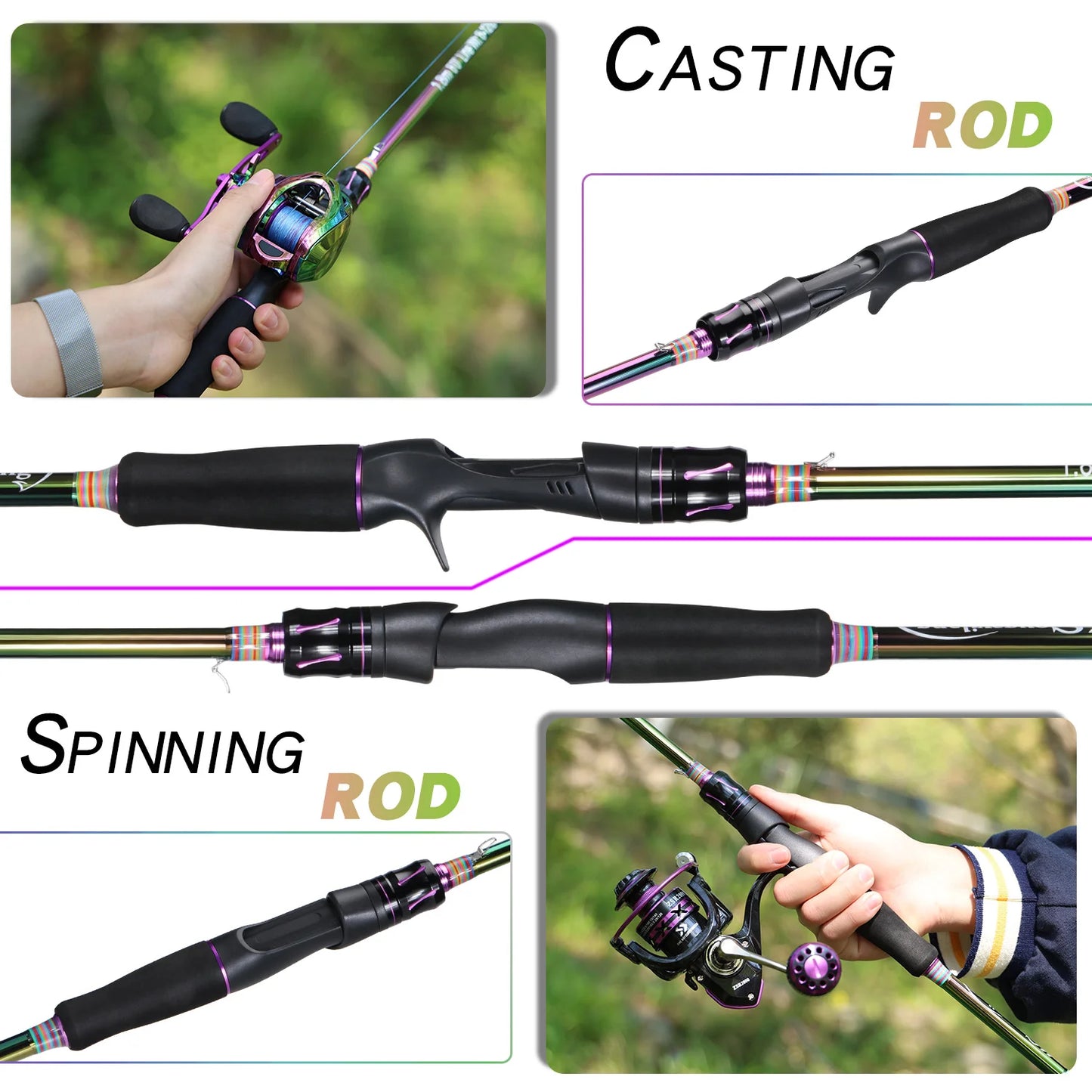 Sougayilang 1.8m Carbon Fishing Rod 2 Sections M Action Casting/Spinning Fishing Rod with EVA Handle for Freshwater/Saltwater