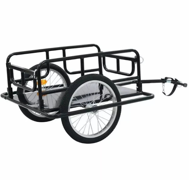 US Bike Cargo Trailer, Foldable Bicycle Trailer, Two Wheel Bike Luggage Wagon w/ Removable Cover wagon cart Cart 180 lbs