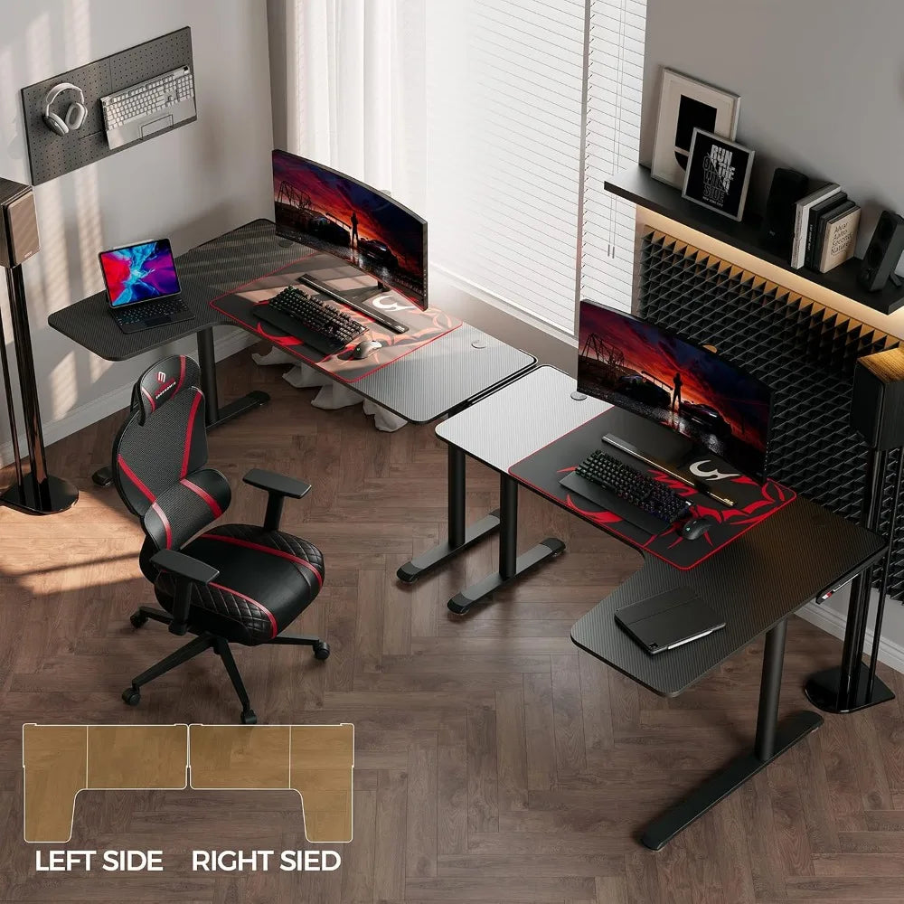 L Shaped Gaming Desk, 60 Inch L60 Home Office Corner PC Computer Gamer Table