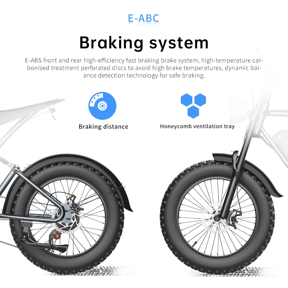 EKX T1 Electric Bicycle 20*4.0 Fat Tire 1000W Motor 48V20AH Lithium Battery Road Electric Bike Adults Waterproof Mountain EBike