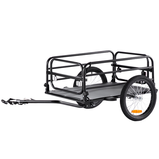 VEVOR 160 lbs Bike Cargo Trailer Foldable Storage Bicycle Wagon Cart with 16" Wheels Safe Reflectors Fits 22"-28" Bike Wheels