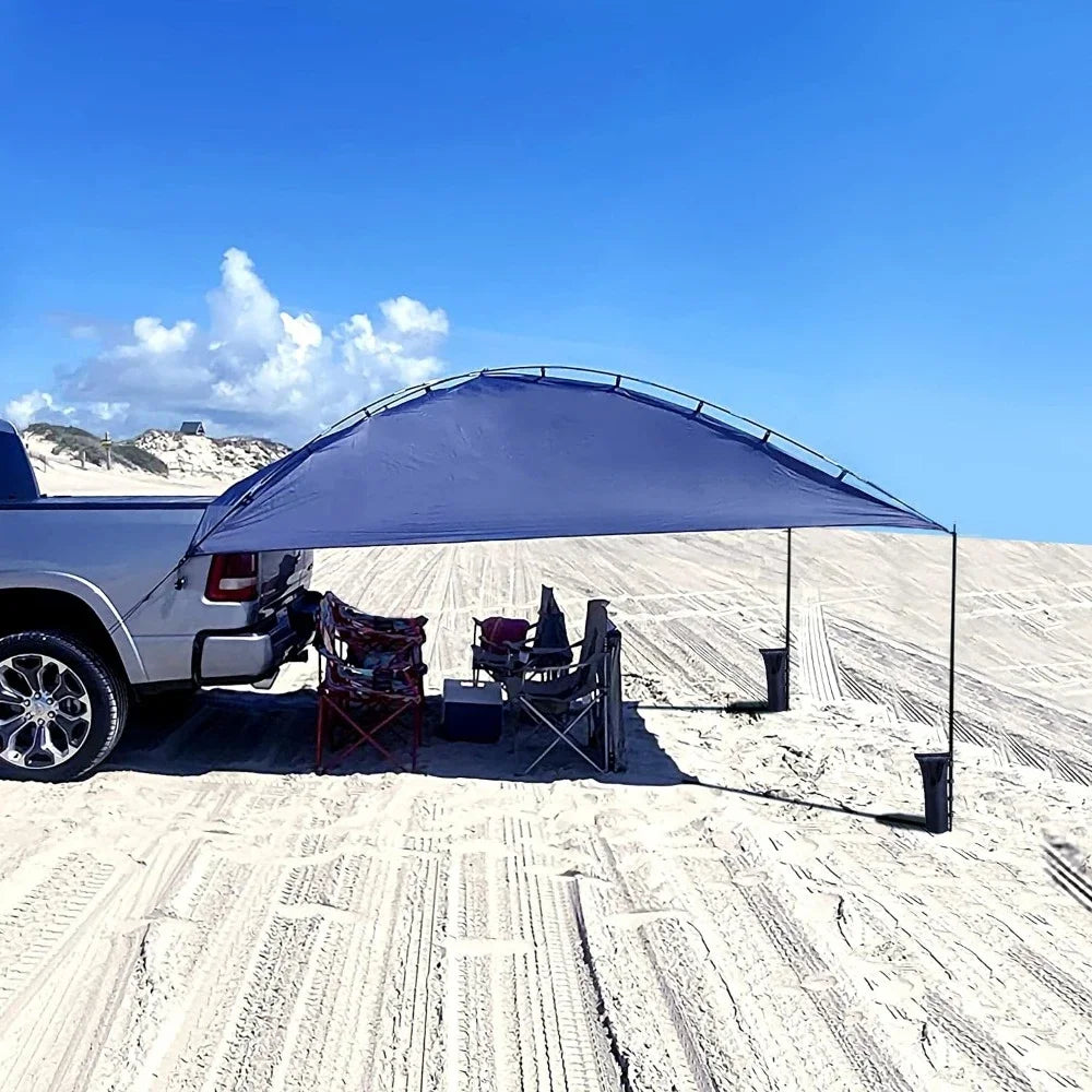 Awning, Versatility Camping Tent and Overlanding Portable Teardrop Awning Canopy Tear Resistant Tarp with 2 Sandbags