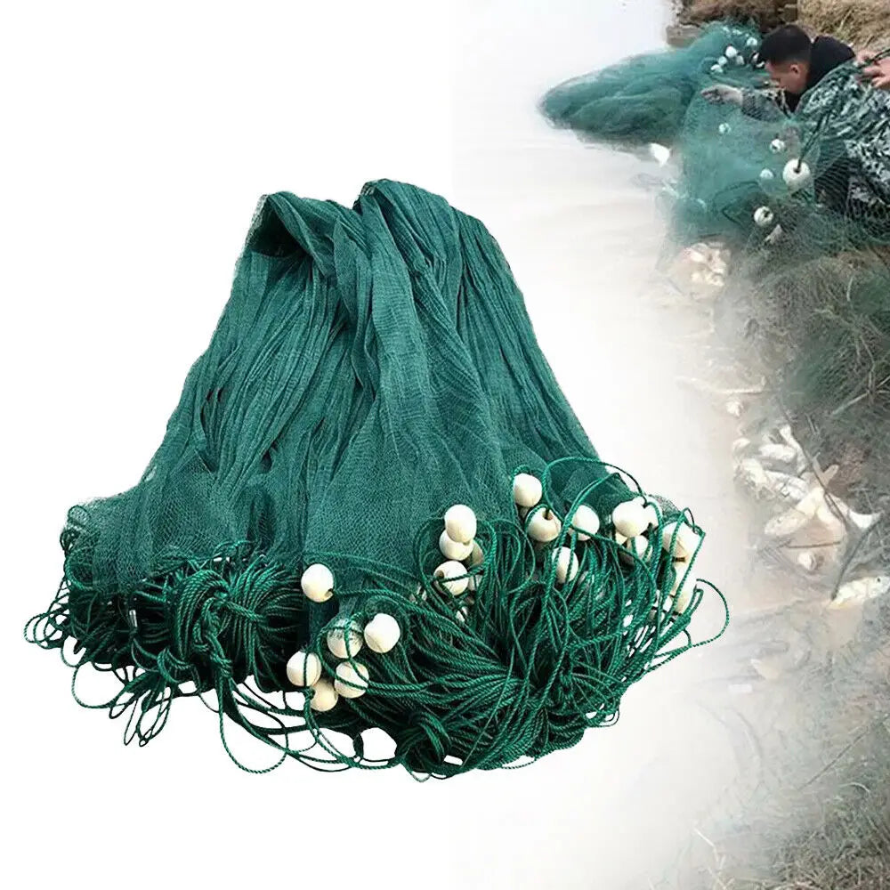 Green Fishing Net with Float Fish Trap Monofilament Small Mesh Fishing Accessories for Hand Casting