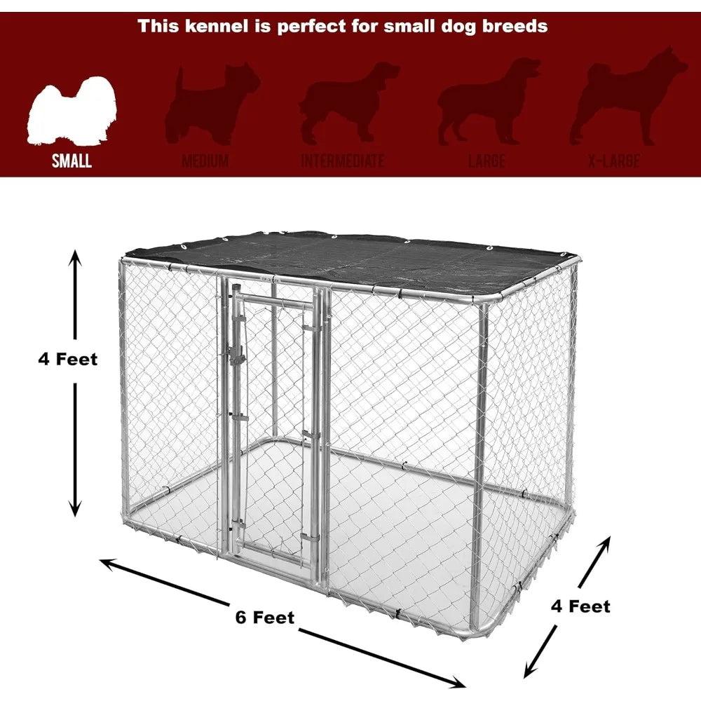 Chain Link Portable Kennel With a Sunscreen Dog Enclosure 6 By 4 By 4-Feet Freight Free Pet Fence