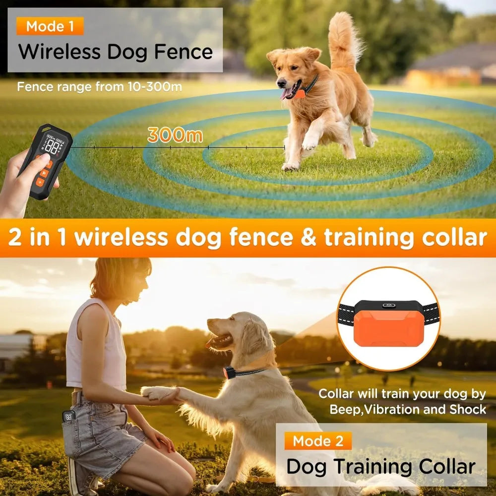 Invisible Electirc Fence for Dogs,No Wire Circular Boundary,Dog Training Shock Collar with Remote Control