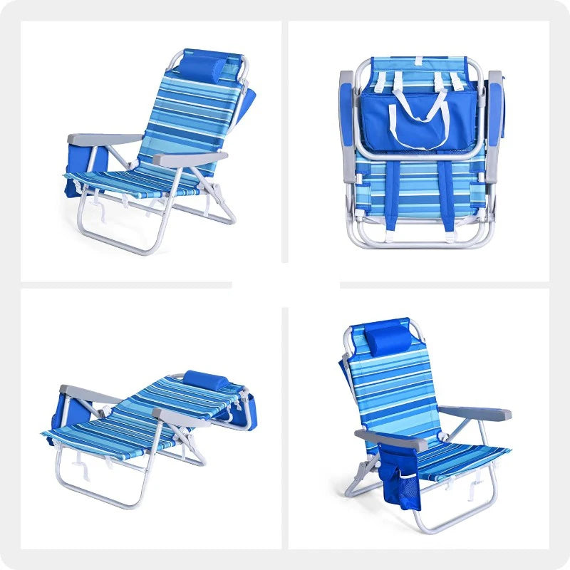 Low Beach Chair 5 Position Lay Flat