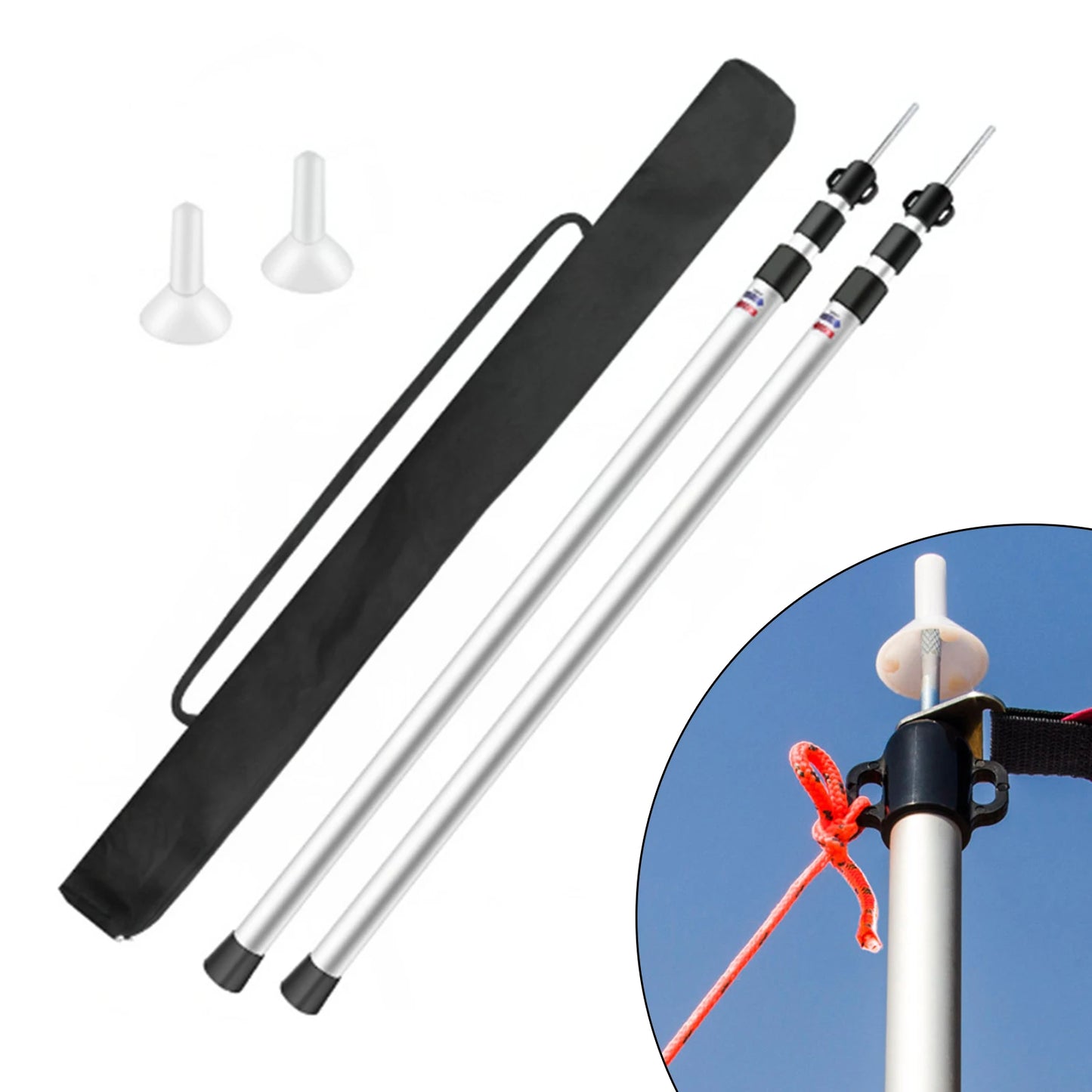 2Pcs 90" Telescoping Tent Canopy Poles Adjustable Aluminum Alloy