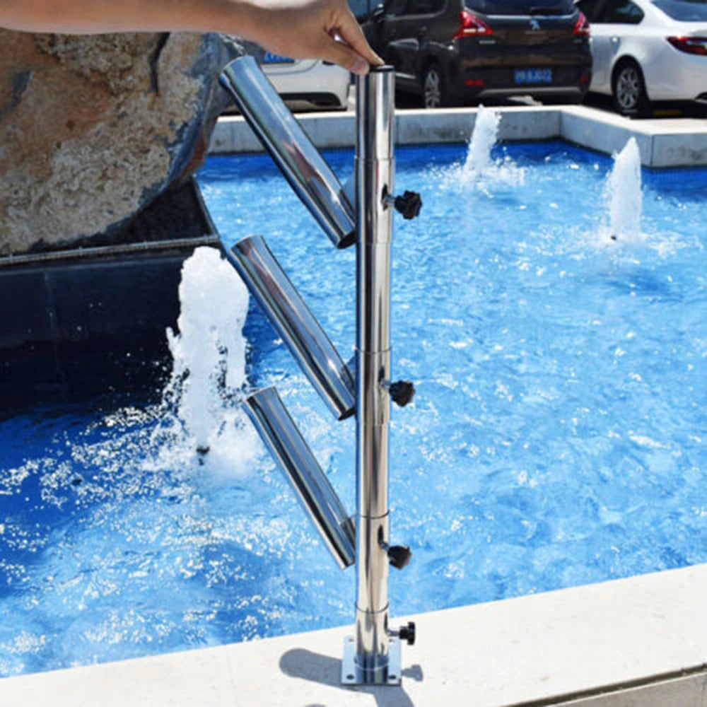 2.2"x3"x1/4" Base Stainless Tree Type 3-Tube Rocket Launcher Rod Holders Adjustable Rocket 3Tube Bracket Practical Fishing Rod