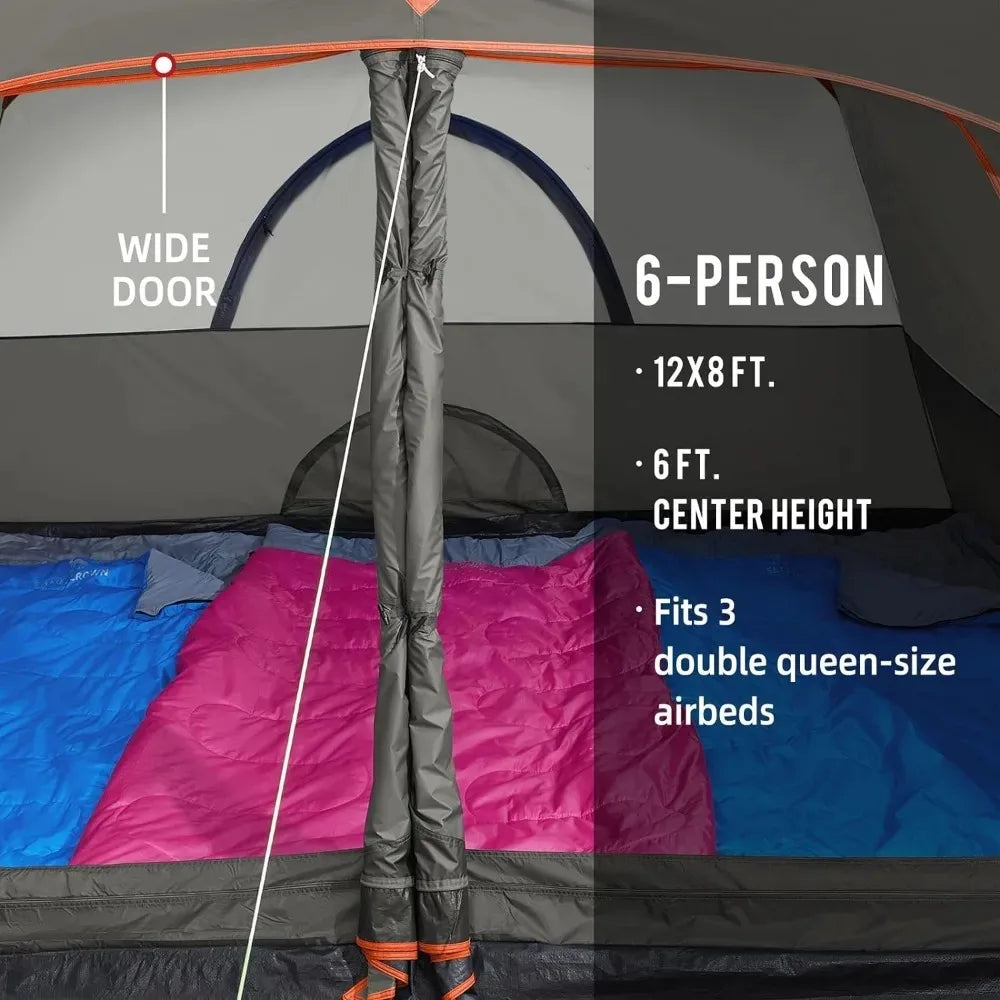 Tents for Camping 3/4/5/6 Person Tent Waterproof Easy Setup Backpacking Tents with Floor Mats Family Tent for Outdoor Hiking