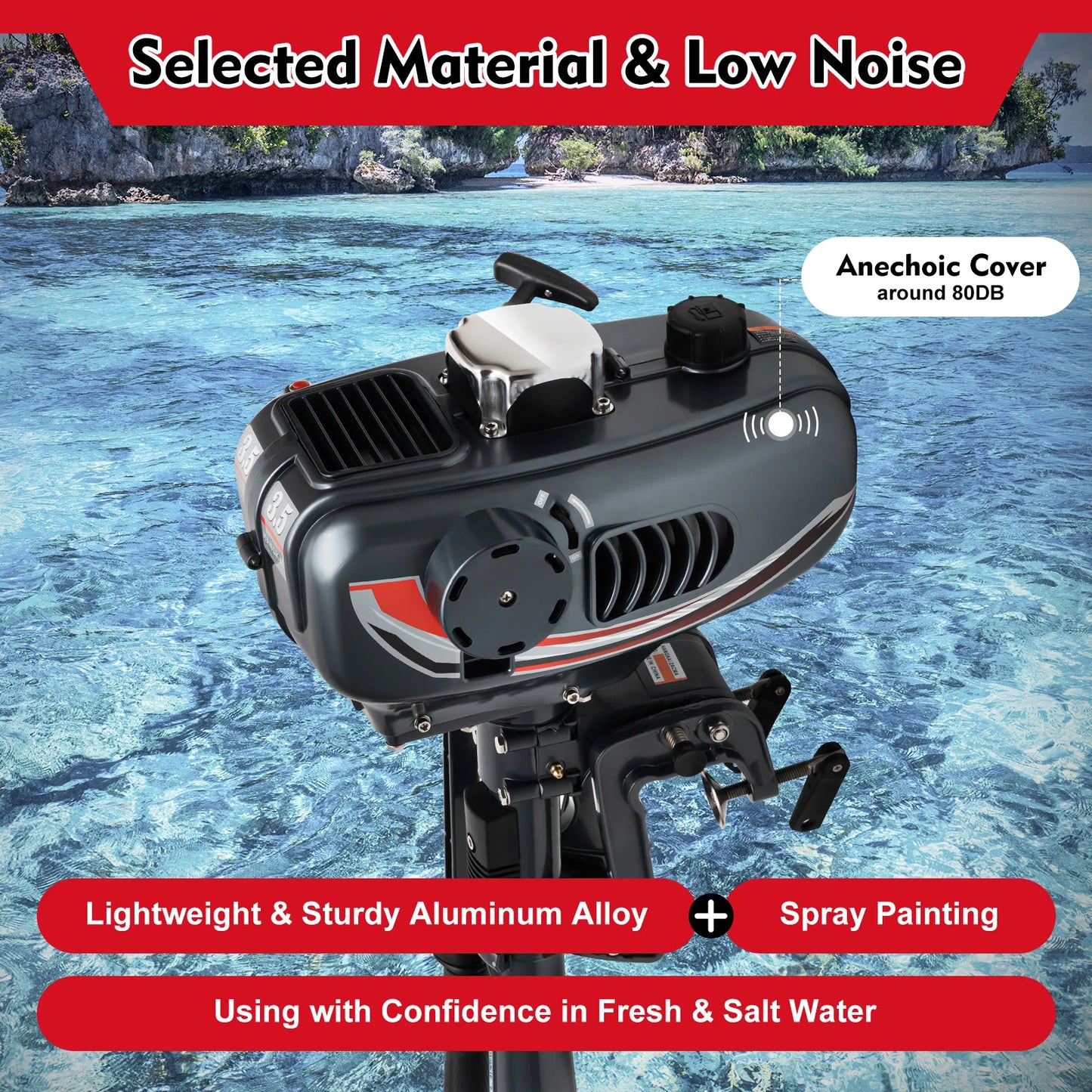 2 Stroke Outboard Motor 3.5 HP Fishing Boat Engine CDI Water Cooling Short-Shaft 2500W Water Cooled Fishing Boat  Engine