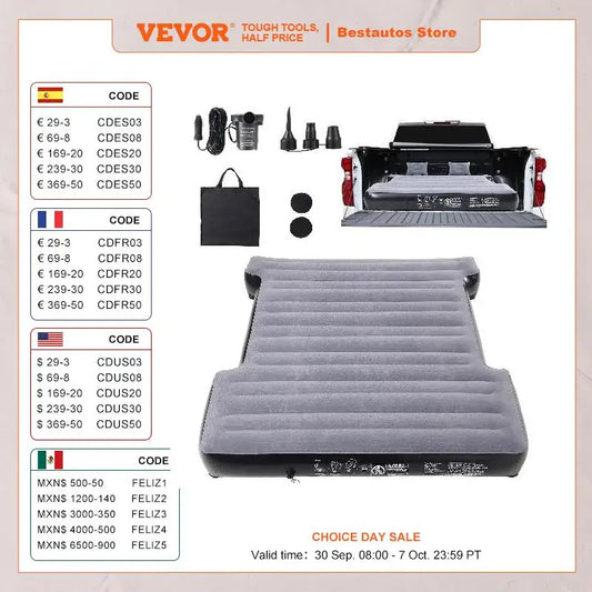 VEVOR Truck Bed Air Mattress for 5.5-5.8 ft Full Size Short Truck Beds Inflatable Air Mattress Camping Bed with for Silverado