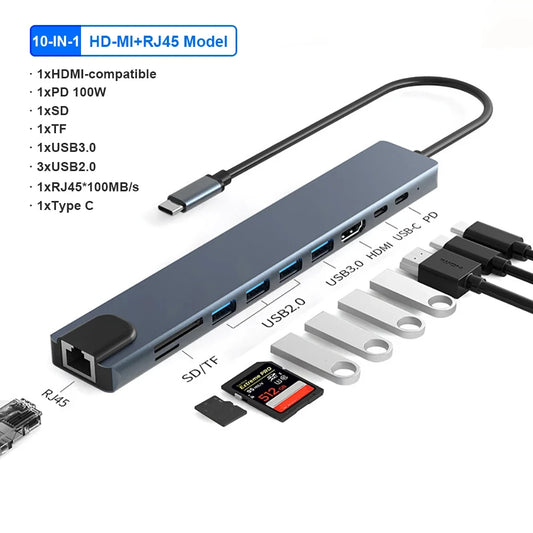 5Gbps USB C HUB 4K30Hz Docking Station Type C to HDMI