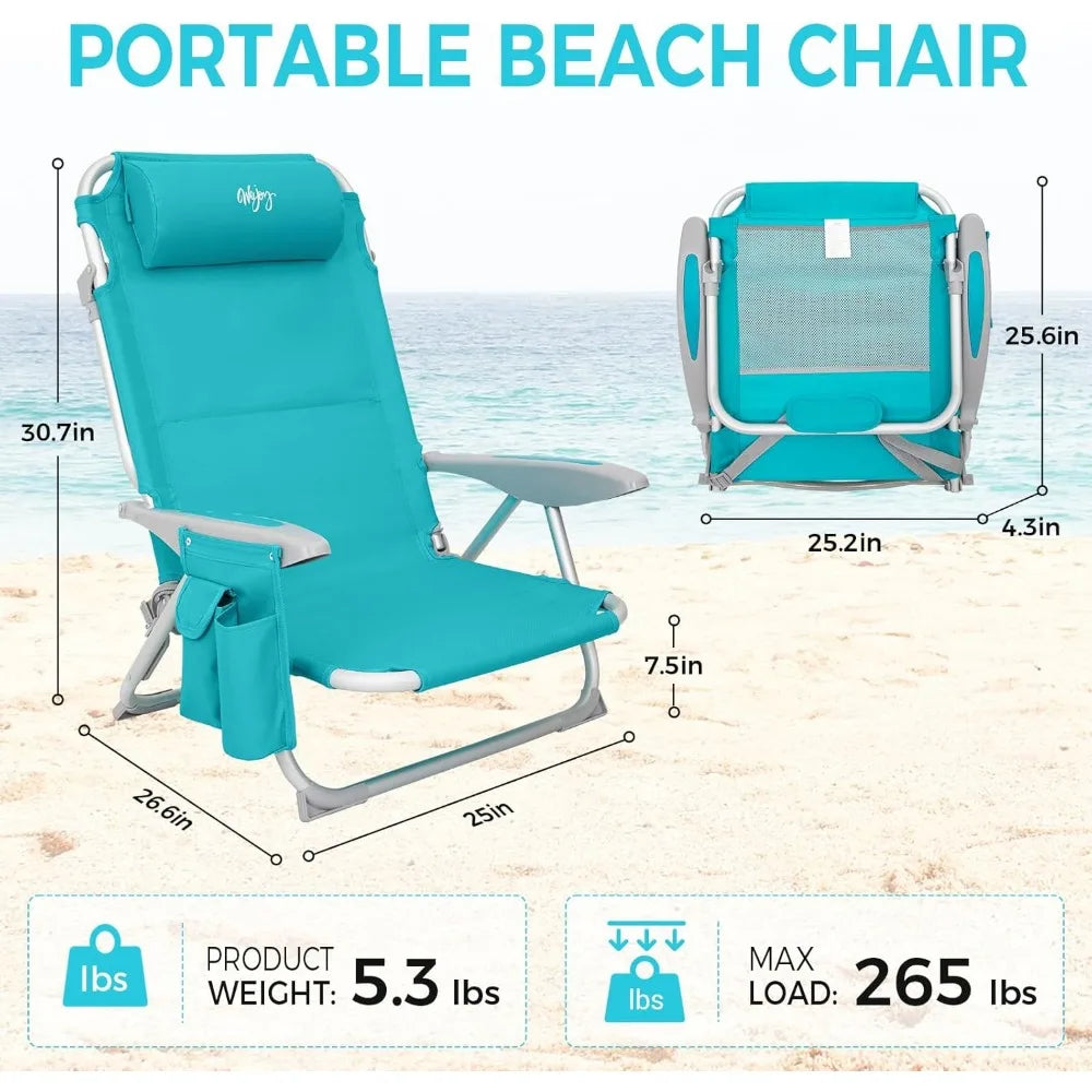 Camping Chair for Adults, 4-Position Aluminum Lightweight Beach Chair