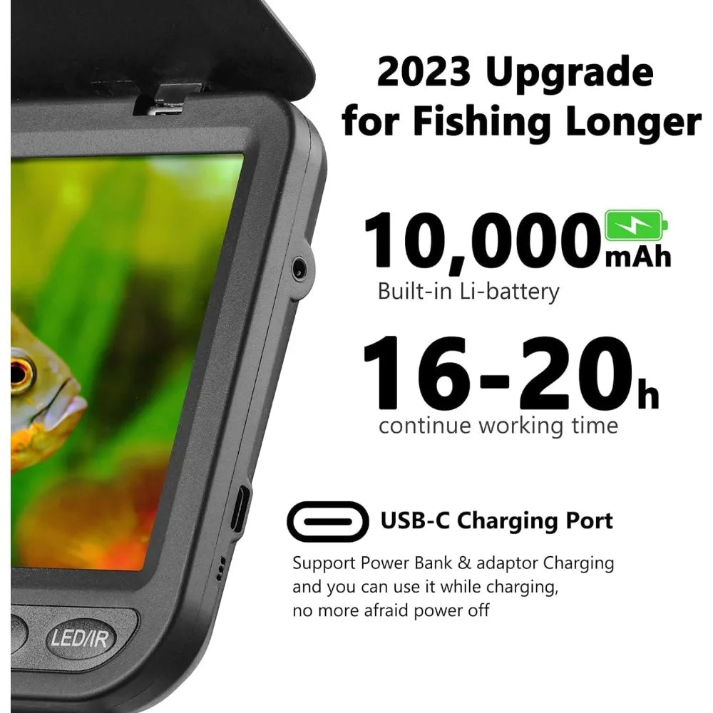 Underwater Fishing Camera HD 1080P- MOQCQGR Ice Fishing Camera Underwater w/ 10,000mAh Li-Battery