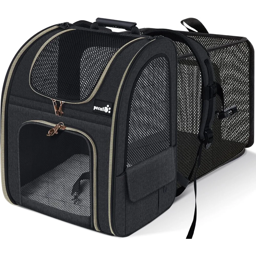 Pecute Cat Carrier Backpacks, Expandable Cat Backpack with Breathable Mesh, Pet Carrier Backpack for Cats Small Dogs