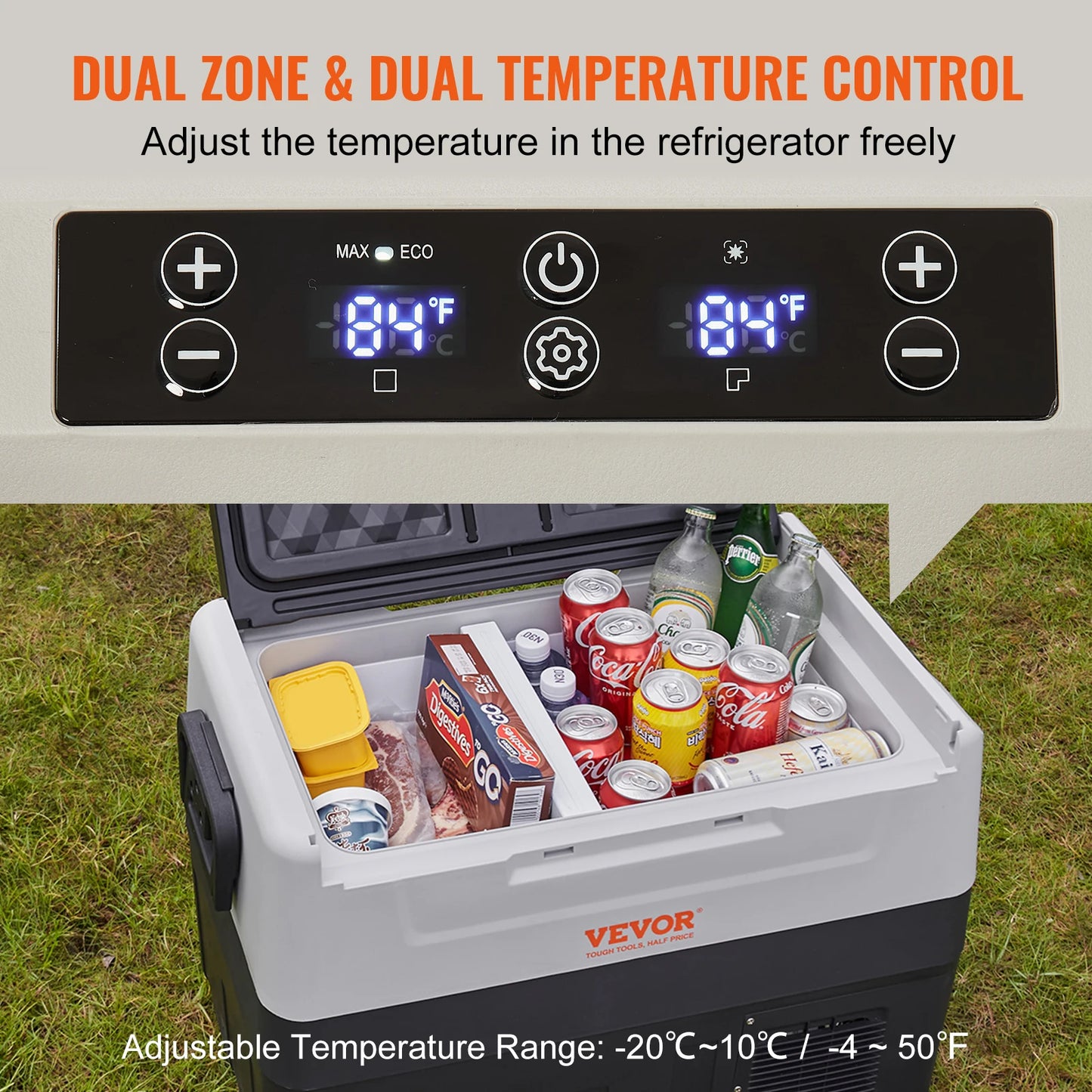 VEVOR 35L 45L 55L Car Refrigerator Mini Fridge Freezer Portable Compressor Cooler Ice Box Keep Cool for Camping Travelling