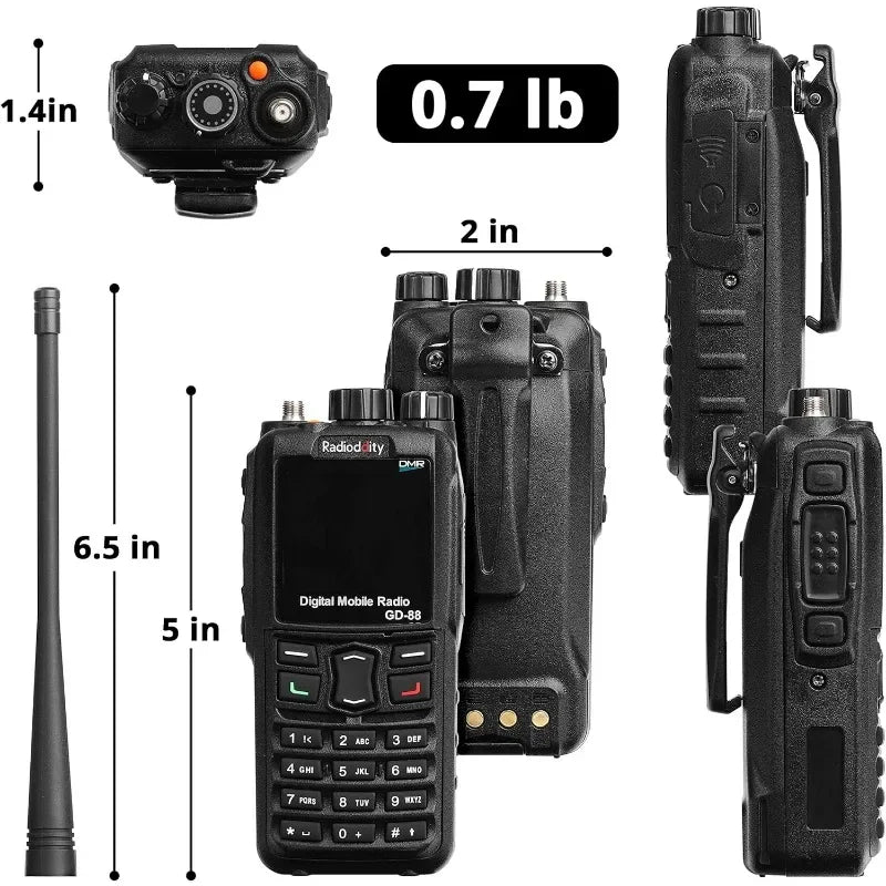 Radioddity GD-88 DMR & Analog 7W Handheld Radio, VHF UHF Dual Band Ham Two Way Radio, with GPS/APRS