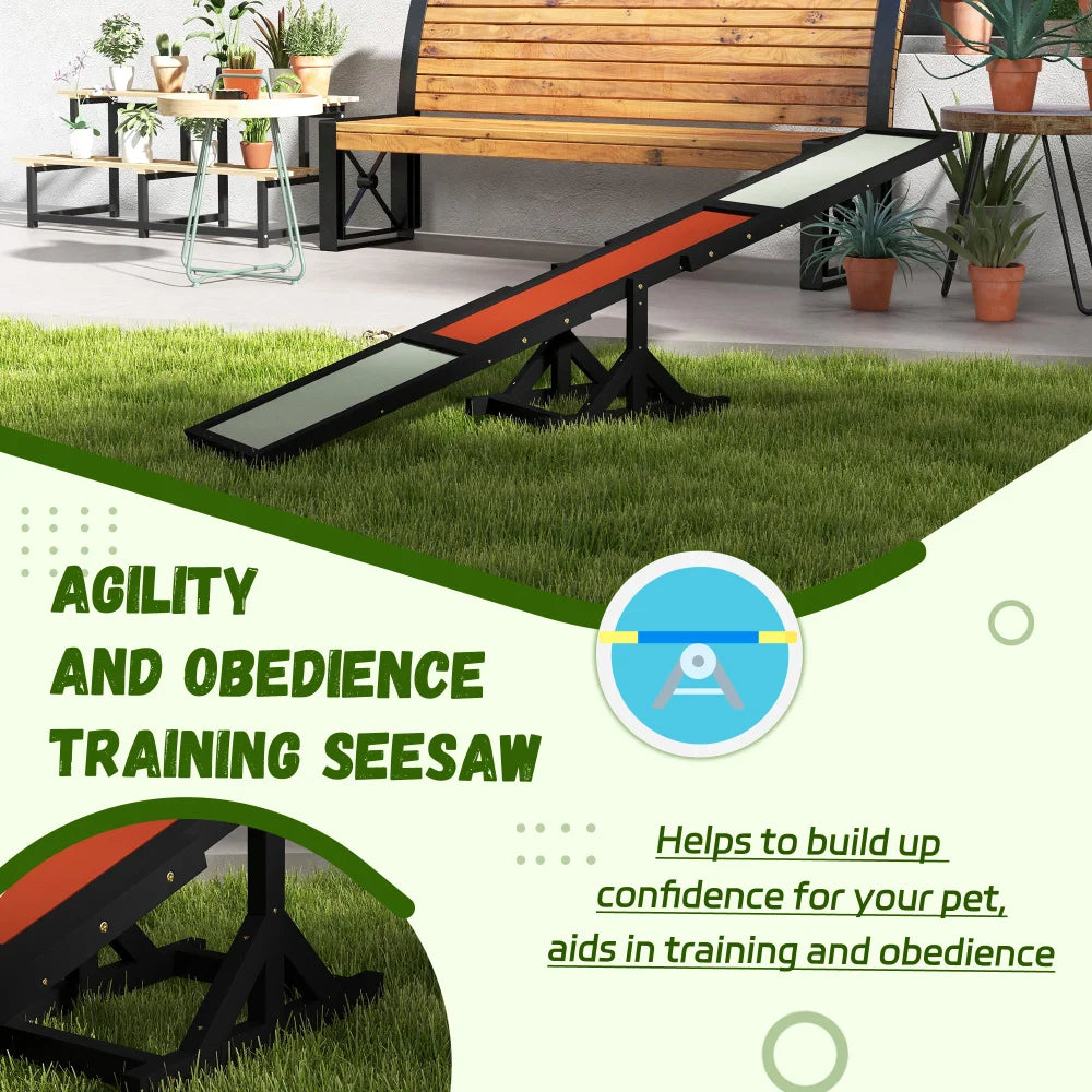 PawHut Wooden Dog Agility Seesaw for Training and Exercise, Platform Equipment Run Game Toy, Weather Resistant Pet Supplies