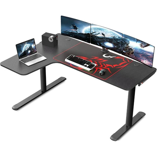 L Shaped Gaming Desk, 60 Inch L60 Home Office Corner PC Computer Gamer Table