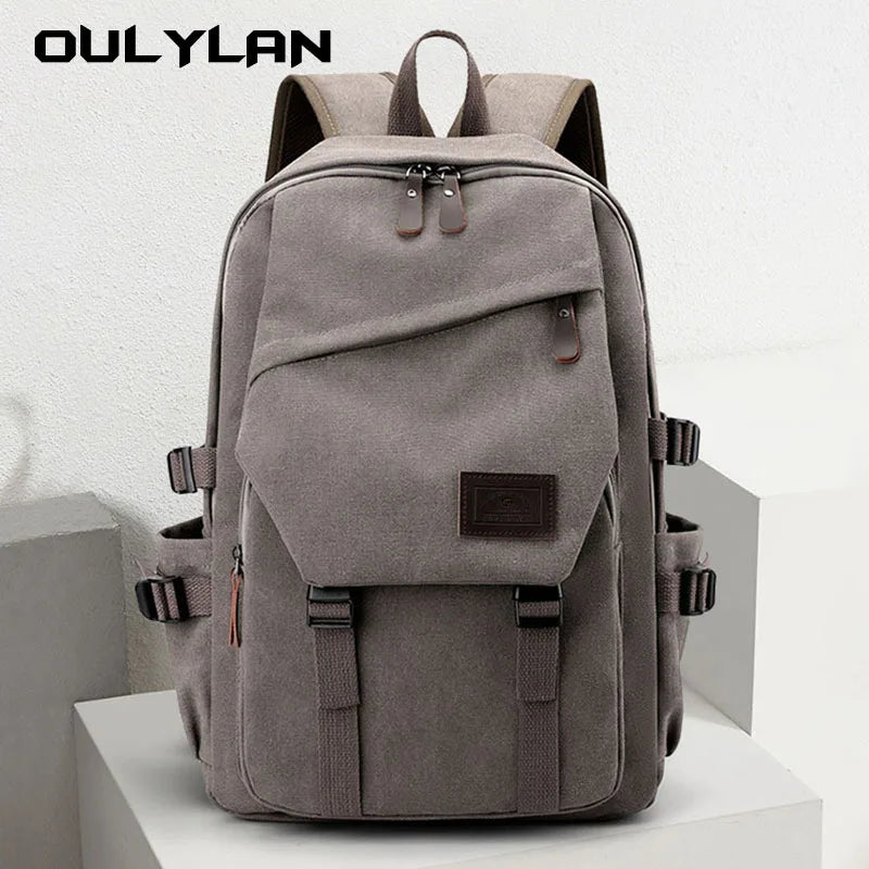 Oulylan Teenagers 15.6 inch Backpacks Student Solid Color School Bag Large Capacity