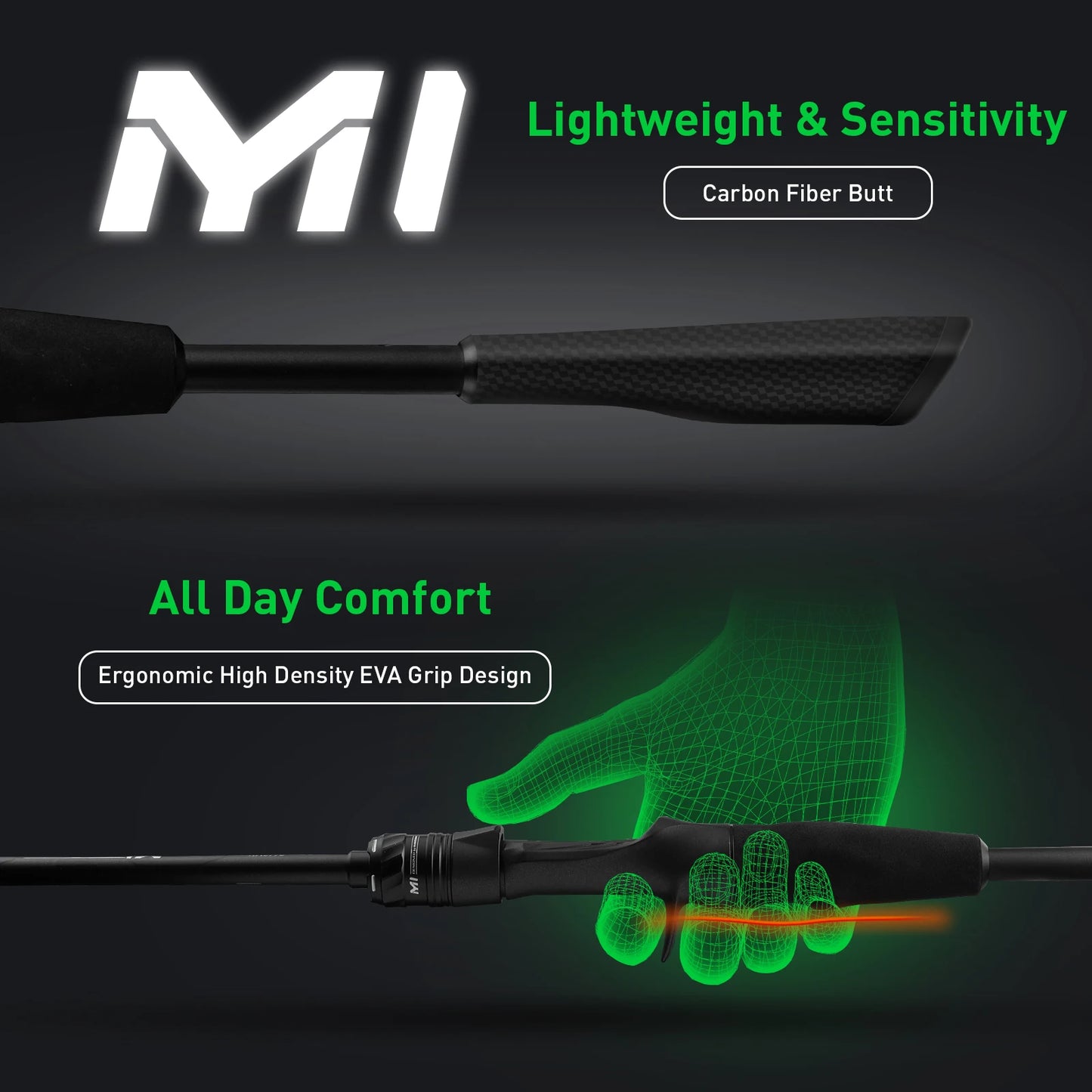 Handing One Piece M1 Fishing Rod, Medium to Heavy Freshwater Fishing Rod