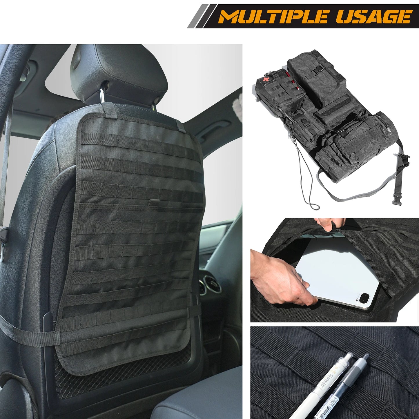 Tactical Car Back Seat Organizer Accessories Army MOLLE