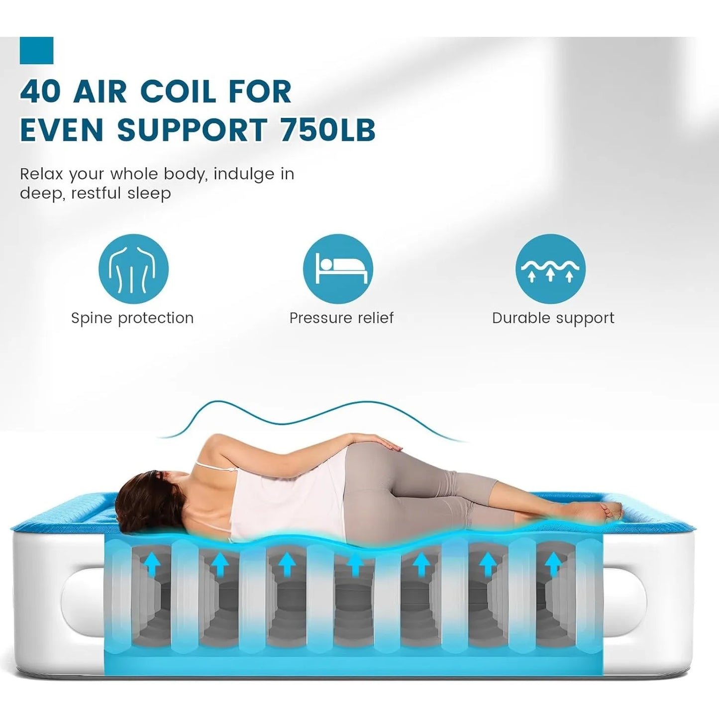 Luxury Air Mattress Queen with Built in Pump, 18'' High Double Mattress Self Inflating Air Bed