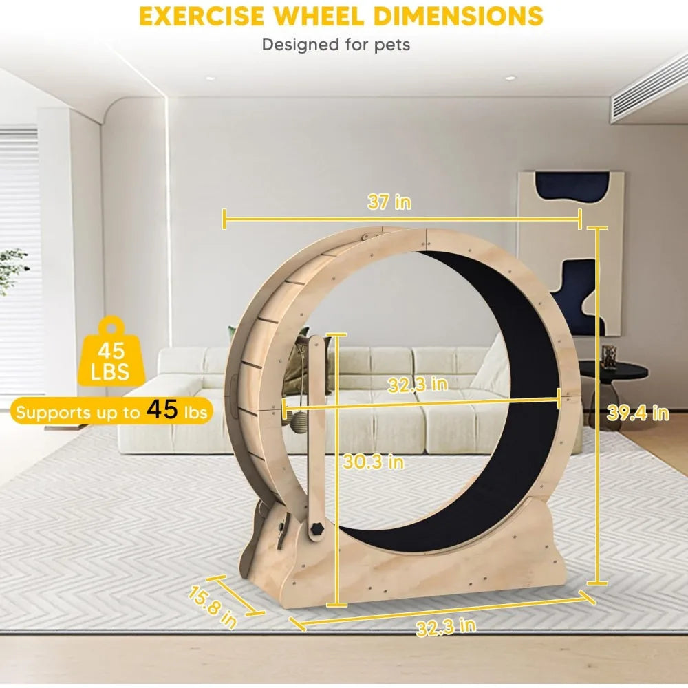 Toys for Cats Cat Running Wheel Treadmill With Carpeted Runway and Cat Teaser Pet