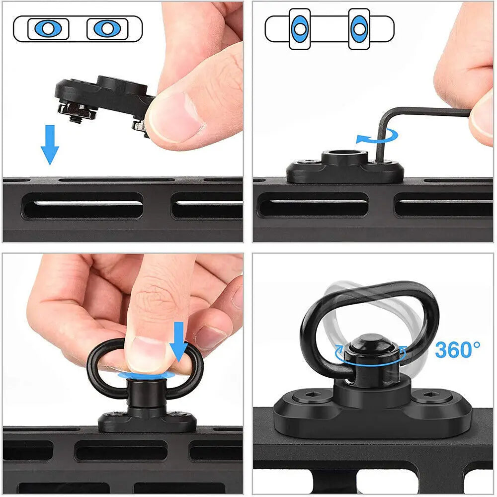 2 Point Sling Strap + Sling Shoulder Pad +D Ring + MLOK QD Swivel Mount