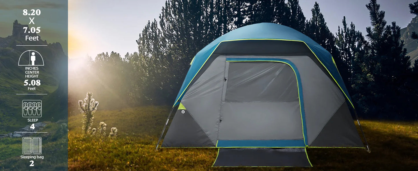 Camping Tents 4 Person Waterproof Quick Easy Setup