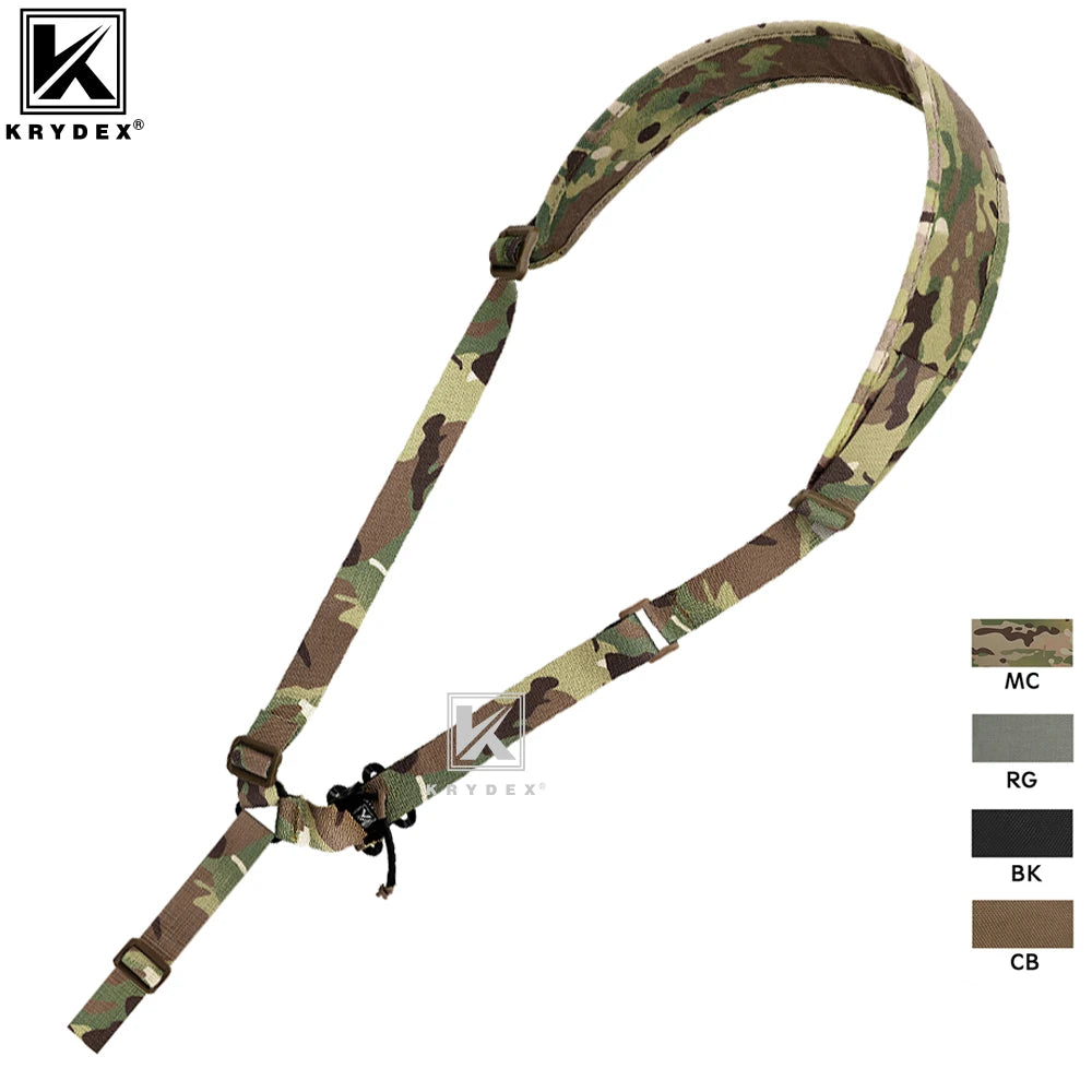 KRYDEX Tactical Rifle Single 1 Point Sling Padded Modular Sub Gun Shoulder Strap