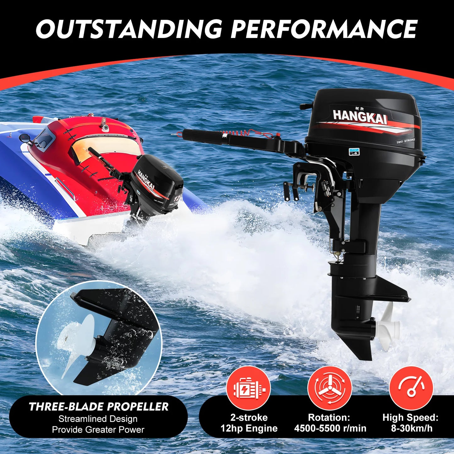 12Hp 169CC Stroke Outboard Motor