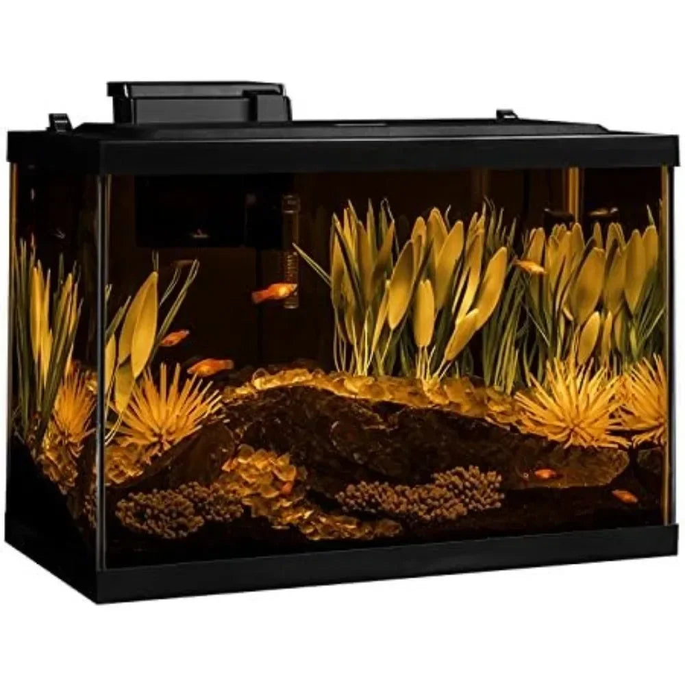 Includes LED Lighting and Decor Fishbowl Aquarium 20 Gallon Fish Tank Kit