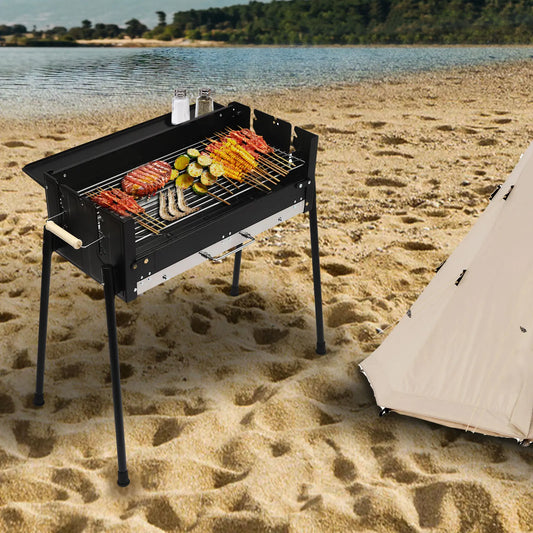 Barbecue Charcoal Grill Stainless Steel Folding Portable BBQ