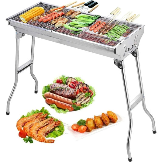 Barbecue Charcoal Grill Stainless Steel Folding Portable BBQ Tool Kits