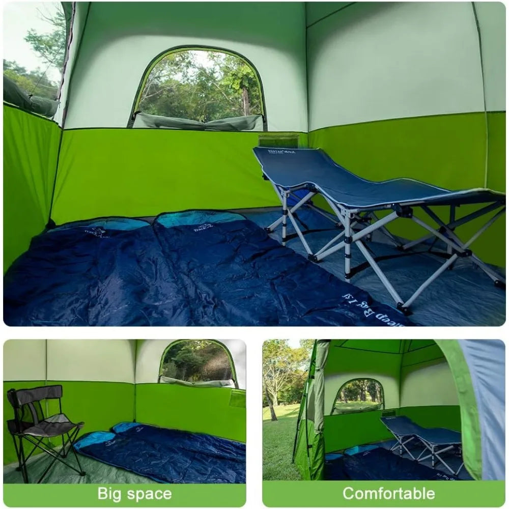 6Person-Camping-Tents, Waterproof Windproof Family Tent with Top Rainfly