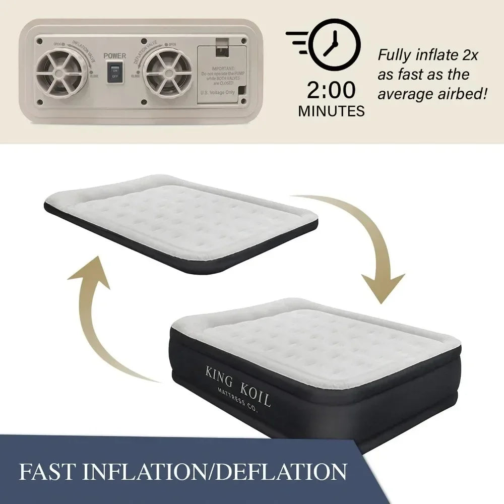 Queen Air Mattress with Built-in High-Speed Pump,  Luxury Double Airbed Adjustable Blow Up Mattress,  20" Queen Air Bed